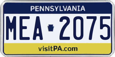PA license plate MEA2075