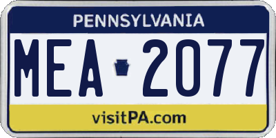 PA license plate MEA2077