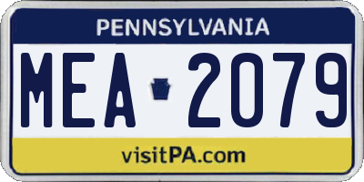 PA license plate MEA2079