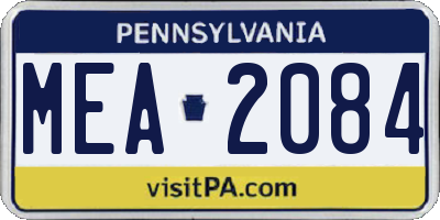 PA license plate MEA2084