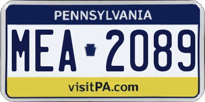 PA license plate MEA2089