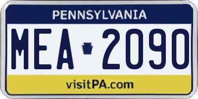 PA license plate MEA2090