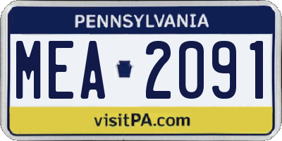 PA license plate MEA2091