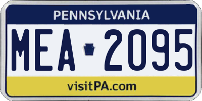 PA license plate MEA2095