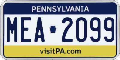 PA license plate MEA2099