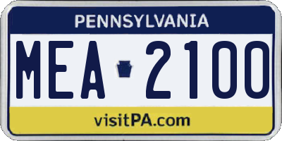 PA license plate MEA2100