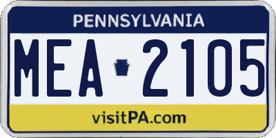 PA license plate MEA2105