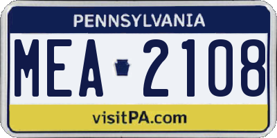 PA license plate MEA2108