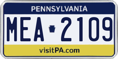 PA license plate MEA2109