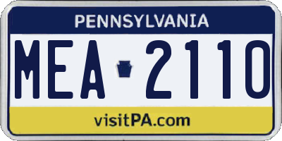 PA license plate MEA2110