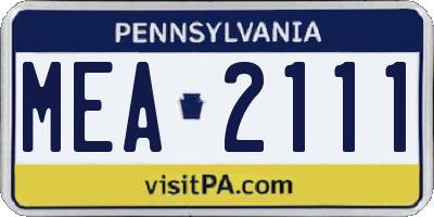 PA license plate MEA2111