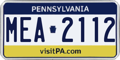 PA license plate MEA2112