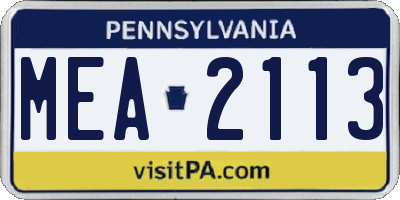 PA license plate MEA2113
