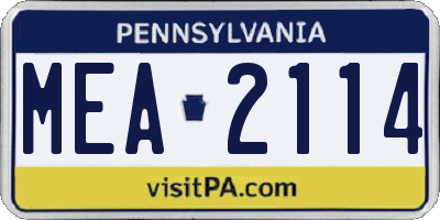 PA license plate MEA2114