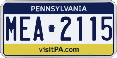 PA license plate MEA2115