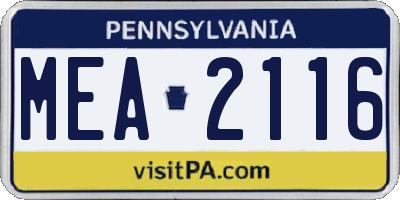 PA license plate MEA2116