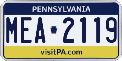 PA license plate MEA2119