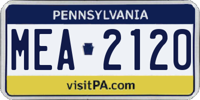 PA license plate MEA2120