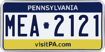 PA license plate MEA2121