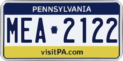 PA license plate MEA2122