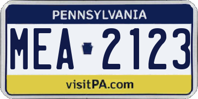 PA license plate MEA2123
