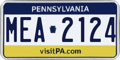 PA license plate MEA2124