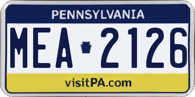 PA license plate MEA2126