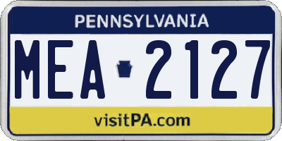 PA license plate MEA2127