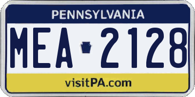 PA license plate MEA2128