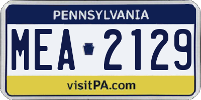 PA license plate MEA2129