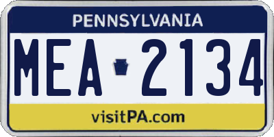PA license plate MEA2134
