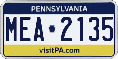 PA license plate MEA2135