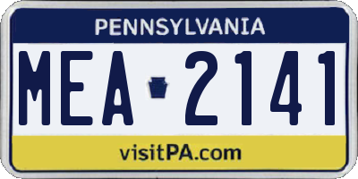 PA license plate MEA2141