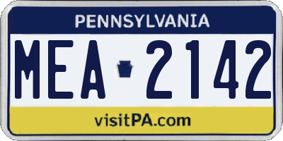 PA license plate MEA2142