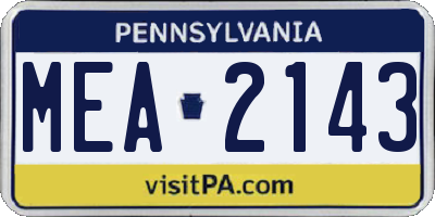 PA license plate MEA2143