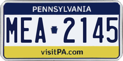 PA license plate MEA2145