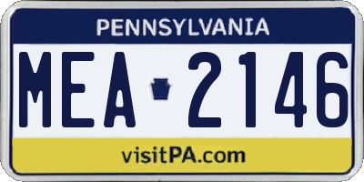 PA license plate MEA2146