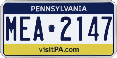 PA license plate MEA2147