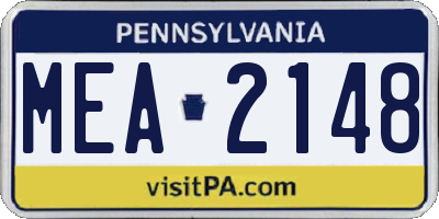PA license plate MEA2148