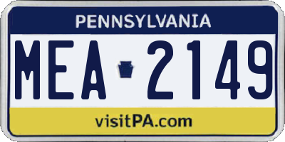 PA license plate MEA2149