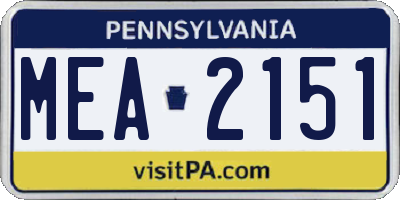 PA license plate MEA2151