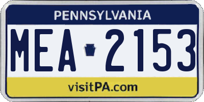 PA license plate MEA2153