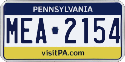 PA license plate MEA2154