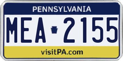 PA license plate MEA2155