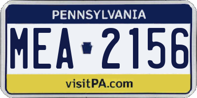 PA license plate MEA2156