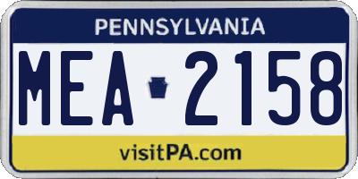PA license plate MEA2158