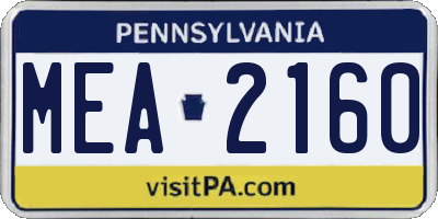 PA license plate MEA2160