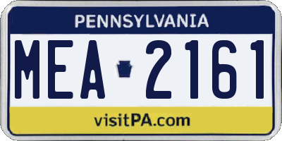 PA license plate MEA2161