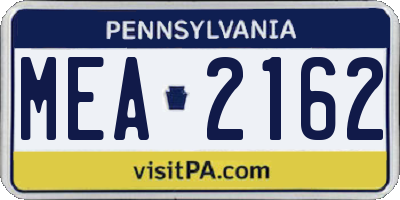 PA license plate MEA2162