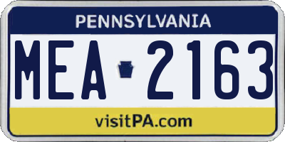 PA license plate MEA2163
